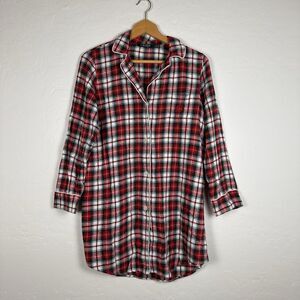 Lauren Ralph Lauren Red Green Plaid Flannel Sleepshirt Nightgown Monogrammed M